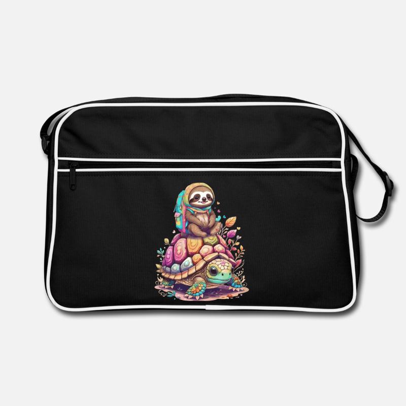 Faultier und Schildkröte im Urlaub Retro Tasche