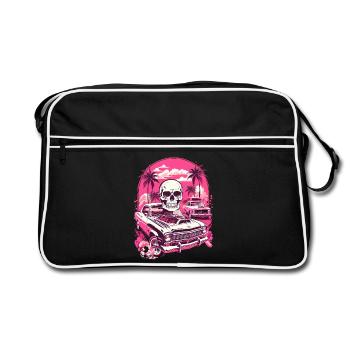 Classic Car and Skull - Retro Bag - black/white - Front