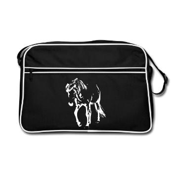 cheval blanc cheval blanc t-shirt cadeau cavalier - Sac Retro - noir/blanc - Devant
