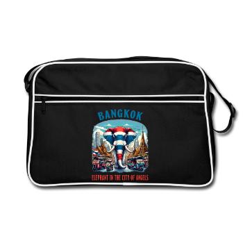 Bangkok Thaïlande Drapeaux d'éléphants Ville - Sac Retro - noir/blanc - Devant