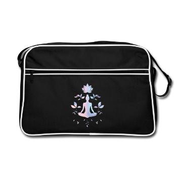 Meditation & Balance – Calm Lotus Illustration - Retro Bag - black/white - Front