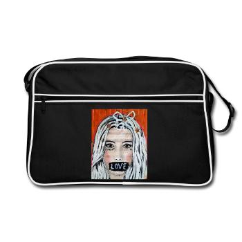 Spread LOVE - Retro Tasche - Schwarz/Weiß - Vorne
