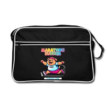 Hunde Marathonläufer - Retro Tasche - Schwarz/Weiß - Vorne