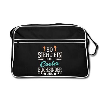 So sieht ein richtig cooler Buchbinder aus - Retro Tasche - Schwarz/Weiß - Vorne