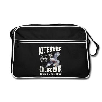 Kitesurfen in Kalifornien - Retro Tasche - Schwarz/Weiß - Vorne