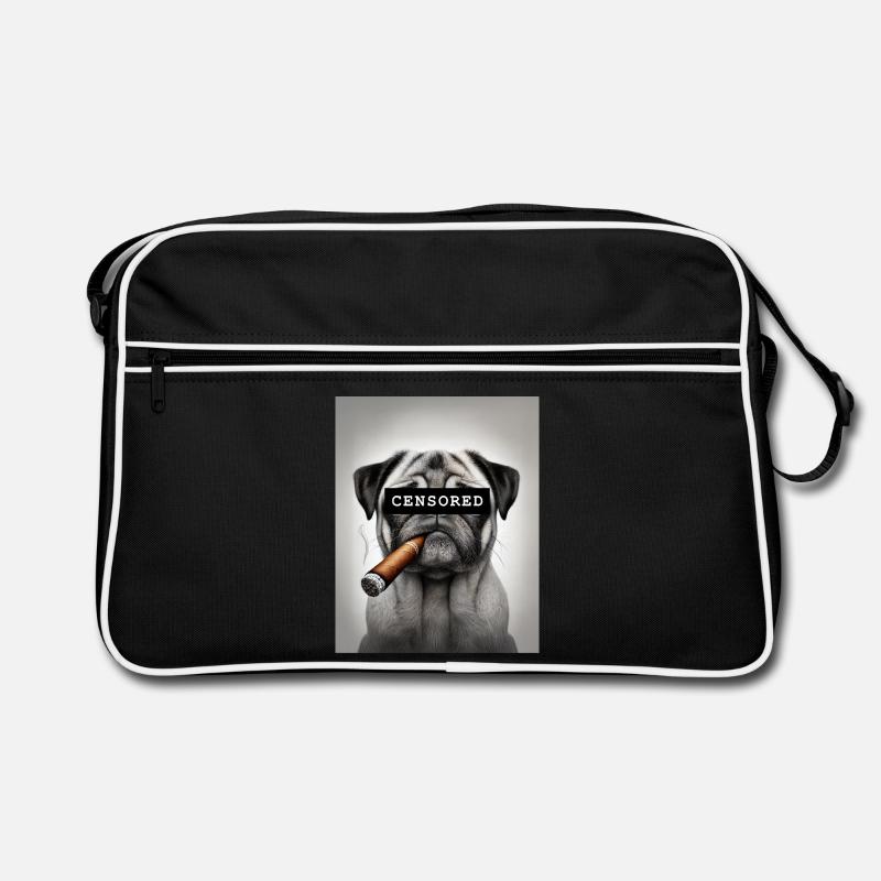 Zensierter Mops mit Zigarre Retro Tasche
