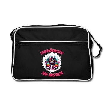 Malle Chemise Alcool Vacances Licorne Alcool Écureuil Fête - Sac Retro - noir/blanc - Devant