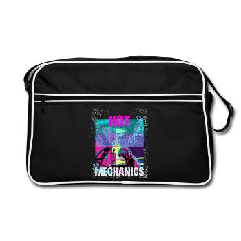 Hot Mechanics – Neon Monkey Garage Design - Retro Bag - black/white - Front