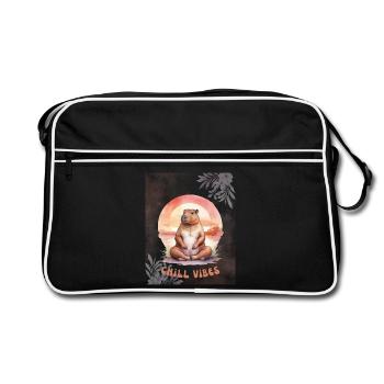 Chill Relax Capybara – Design d’animaux mignons et calmes - Sac Retro - noir/blanc - Devant