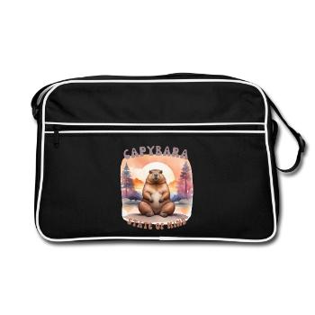 Capybara State of Mind – Chill & Calm Design - Retro Bag - black/white - Front