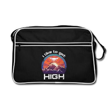 I like to get high Drohne Pilot - Retro Tasche - Schwarz/Weiß - Vorne