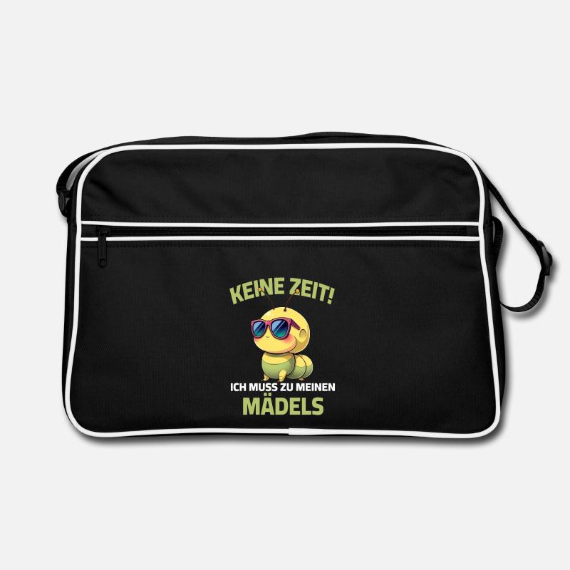 Garten Raupe Sprüche Gärtner Gärtnerei - Retro Tasche - Schwarz/Weiß