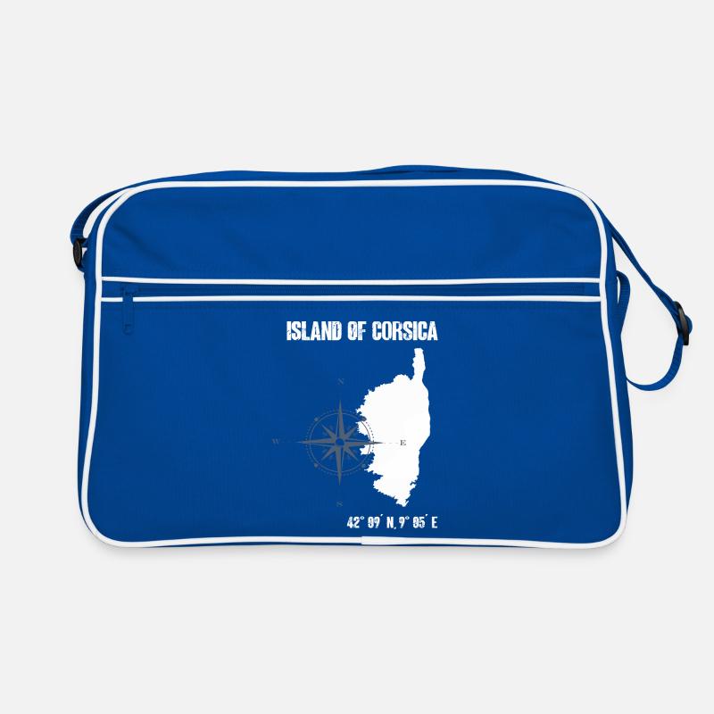 Corsica outline with coordinates compass Retro Bag
