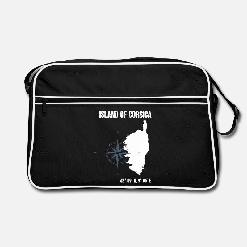 Corsica outline with coordinates compass Retro Bag