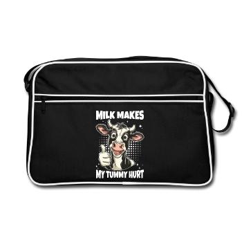 Laktose Intolerant Kuh Spruch - Retro Tasche - Schwarz/Weiß - Vorne