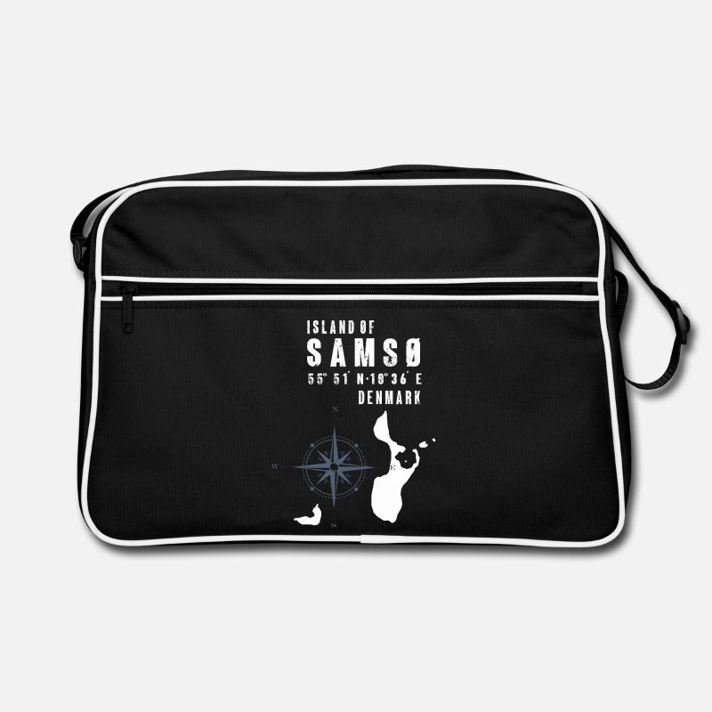 Samsø Samsoe Island Outline Compass Retro Bag