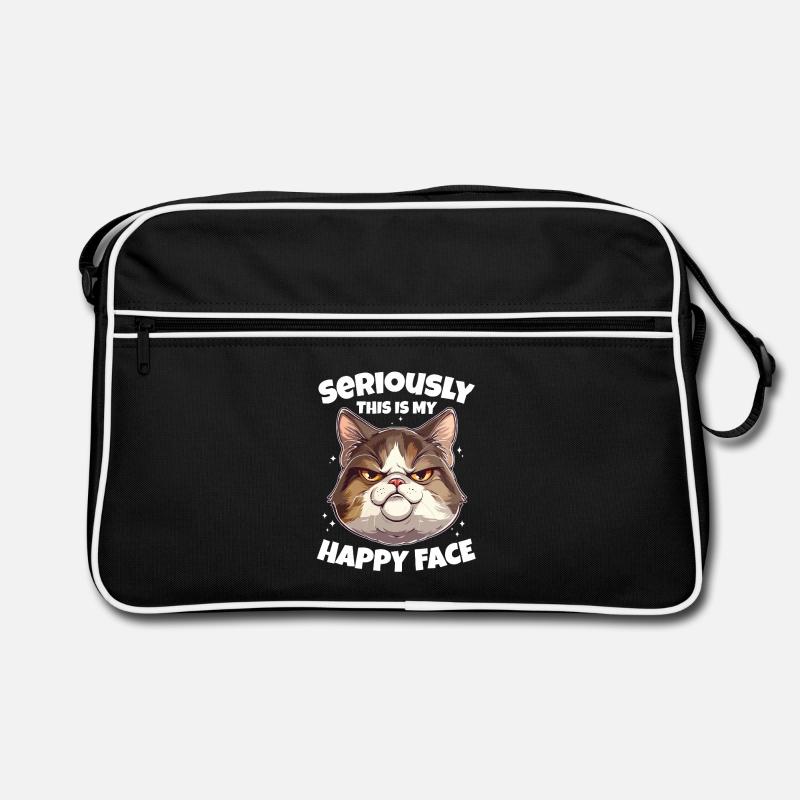 Drôle de chat visage heureux Sac Retro