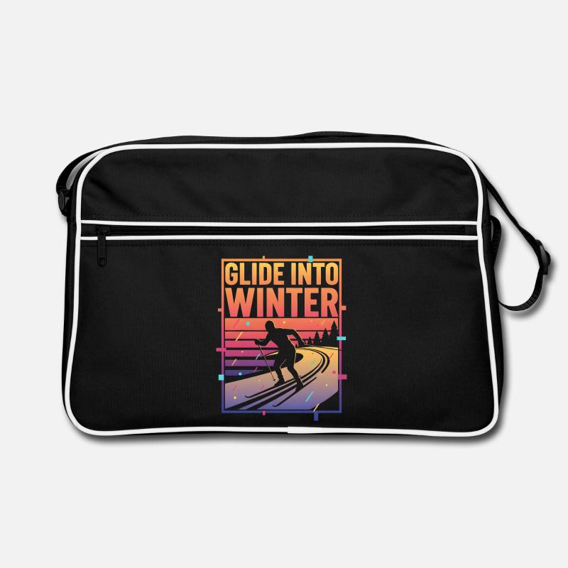 Langlauf Glide Into Winter Neon Retro - Retro Tasche - Schwarz/Weiß