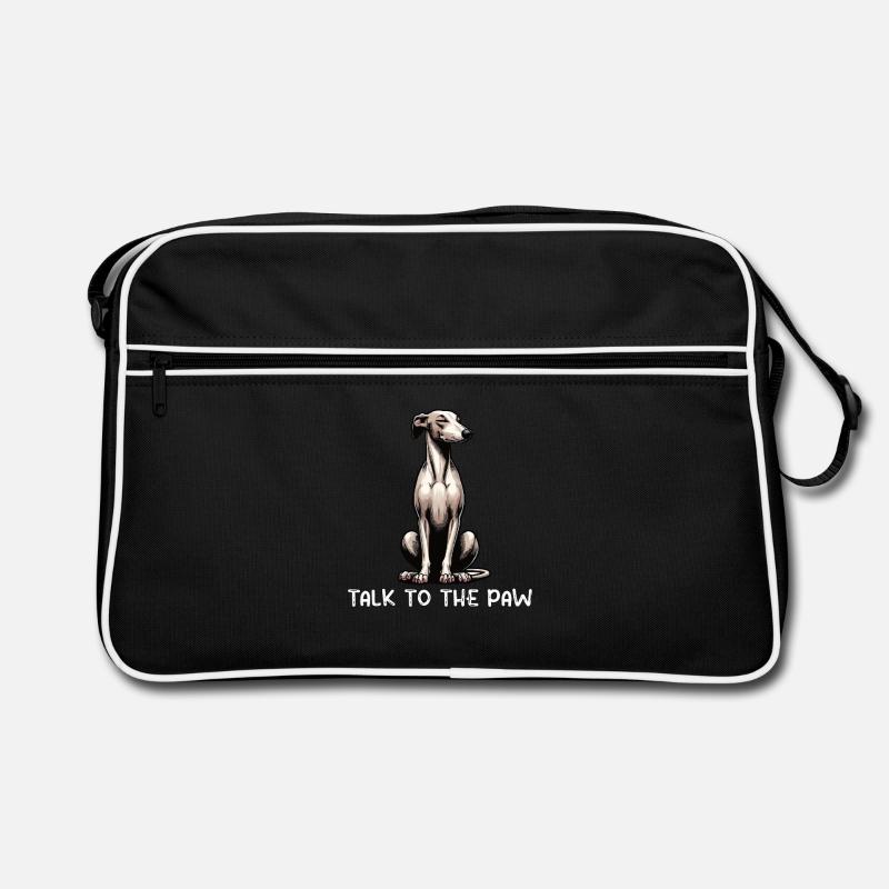 Talk to the Paw Whippet Windhund Whippets  - Retro Tasche - Schwarz/Weiß