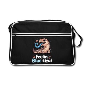 Scinque À Langue Bleue Reptile Lézard - Sac Retro - noir/blanc - Devant