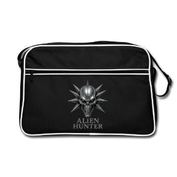 Alien Hunter Skull Emblem - Retro Bag - black/white - Front