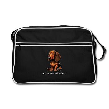 Talk to the paw dachshund dachshund owner dachshund - Retro Bag - black/white - Front