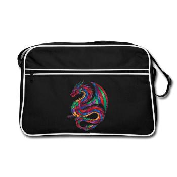 Fantasme de la Mosaïque de Dragon en Vitrail - Sac Retro - noir/blanc - Devant