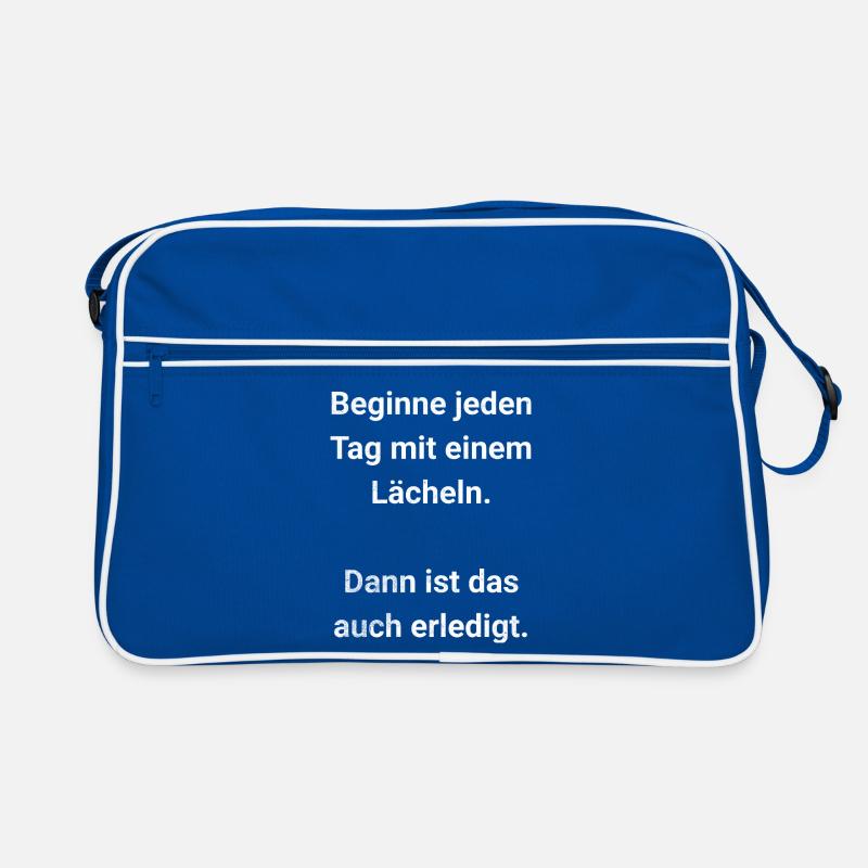 Beginne jeden Tag mit einem Lächeln Retro Tasche