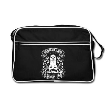 Ernsthafte Lama – No Drama - Retro Tasche - Schwarz/Weiß - Vorne