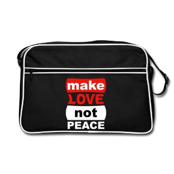 Make Love Not Peace - Retro Tasche - Schwarz/Weiß - Vorne