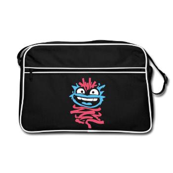 Kleine Monster: Punk-Affe mit Zwinkern - Retro Tasche - Schwarz/Weiß - Vorne