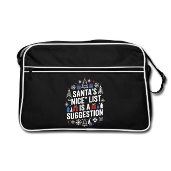 Santa's Nice List Is a Suggestion - Retro Bag - black/white - Front