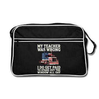 Trucker Patriotic US Semi Truck Driver - Retro Bag - black/white - Front