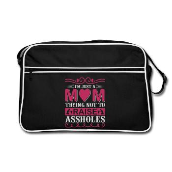 I’m Just a Mom Trying Not to Raise Assholes - Retro Bag - black/white - Front