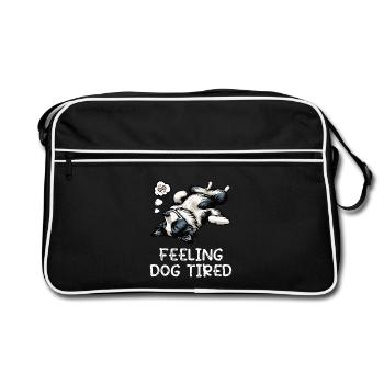 Propriétaire de Border Collie Collie fatigué - Sac Retro - noir/blanc - Devant