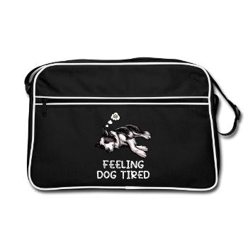 Propriétaire de Border Collie Collie fatigué - Sac Retro - noir/blanc - Devant