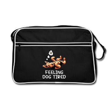 Se sentir fatigué par le chien Airedale Terrier Airedales - Sac Retro - noir/blanc - Devant