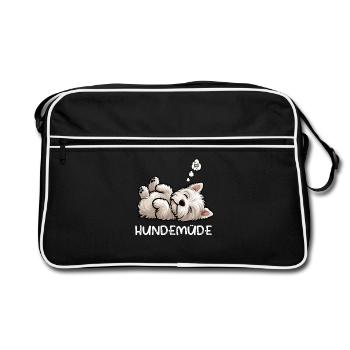 Hundemüde West highland terrier Westie Westies - Retro Tasche - Schwarz/Weiß - Vorne