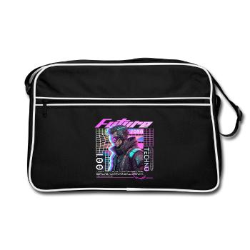 Neon Cyberpunk Cyclist - Retro Bag - black/white - Front