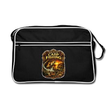 Born To Fish Carp Fishing – Vintage Angler Art - Retro Bag - black/white - Front