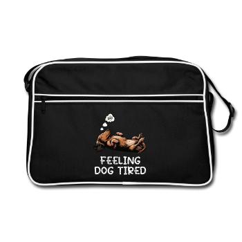 Feeling Dog Tired Long Hair Dachshund Dachshund Dachshund - Retro Bag - black/white - Front