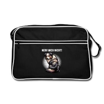 Nerv Mich Nicht Australian Shepherd Aussie Aussies - Retro Tasche - Schwarz/Weiß - Vorne