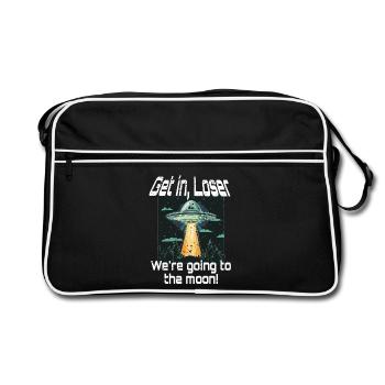 Bitcoin Get In Loser To The Moon UFO Alien Meme - Sac Retro - noir/blanc - Devant