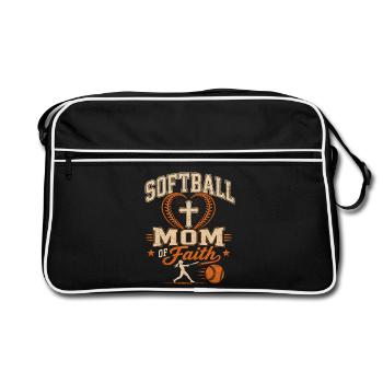 Softball Mom With Faith Philippians 4 13 - Retro Bag - black/white - Front
