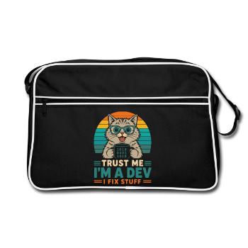Trust Me I'm a Dev – Programmer Cat - Retro Bag - black/white - Front