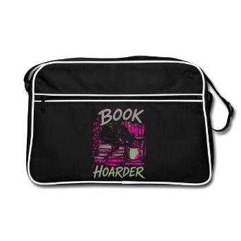 Book Hoarder Book Horde Cat Neon Colors - Retro Bag - black/white - Front