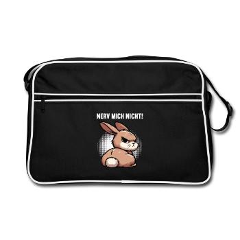 Nerv Mich Nicht Kaninchen Hase Hasen langohr  - Retro Tasche - Schwarz/Weiß - Vorne