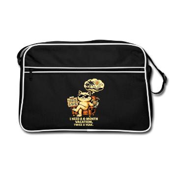 J’ai besoin de 6 mois de vacances, deux fois par an – Cool Cat - Sac Retro - noir/blanc - Devant