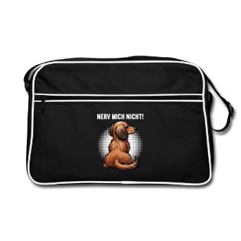 Nerv mich Nicht Langhaardackel Dackel Dackelhalter - Retro Tasche - Schwarz/Weiß - Vorne