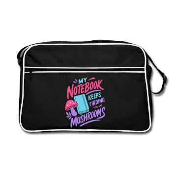 Notizbuch findet immer Pilze - Retro Tasche - Schwarz/Weiß - Vorne
